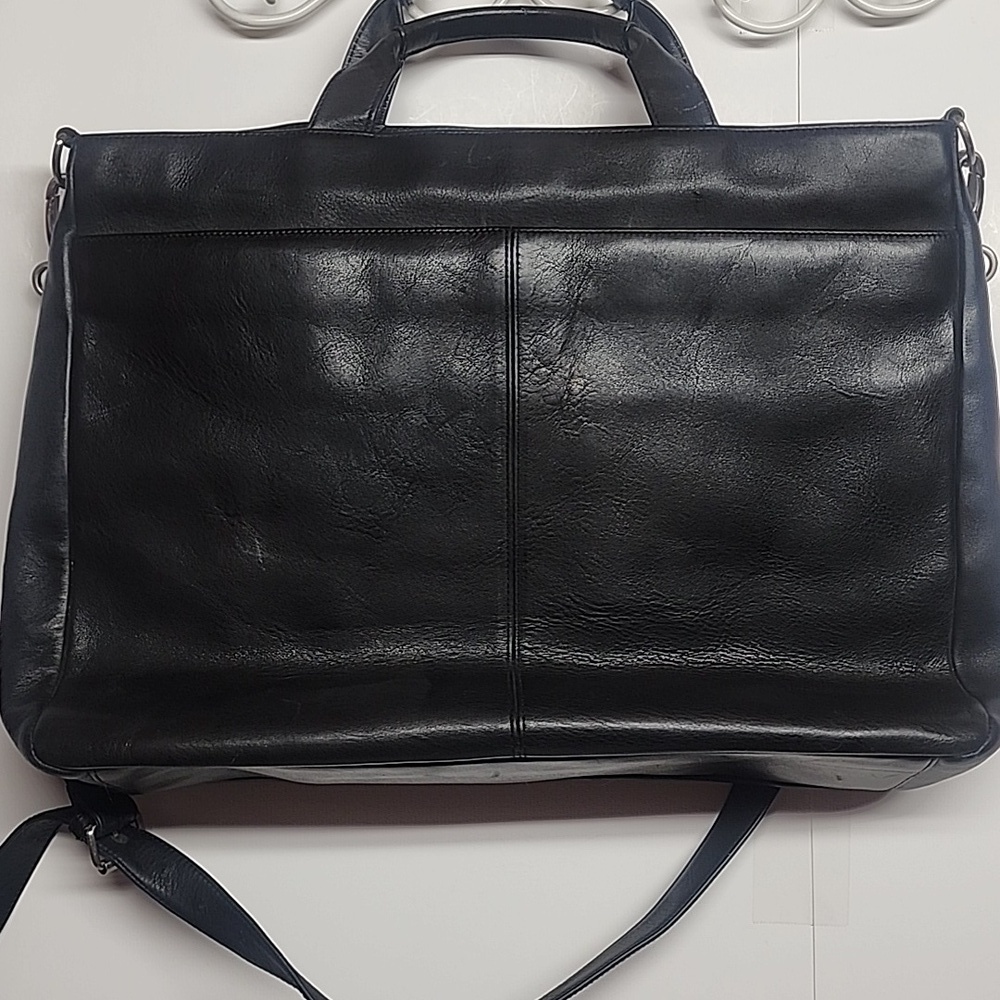 HOBO INTERNATIONAL Black Leather Unisex Bag. Organizer Carryall Minimalist Sz L - Picture 2 of 13